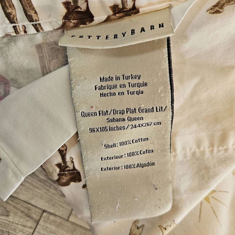 RARE Pottery Barn Silly Stag 3 Piece Queen Sheet Set *Flat Fitted 1 Pillowcase